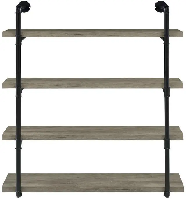 Alt view image 3 of 7 - Black and Grey Driftwood 4-tier Wall Shelf