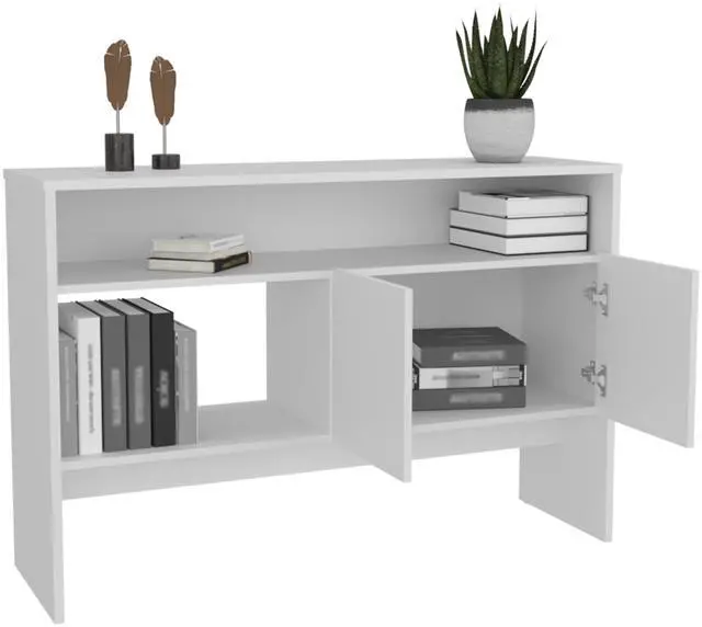 Alt view image 7 of 7 - Bellagio 48.7" Wide 2-Tier Narrow Bellagio Console Table with Double-Door Cabinet