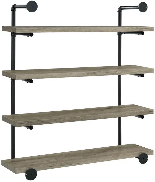Alt view image 7 of 7 - Black and Grey Driftwood 4-tier Wall Shelf