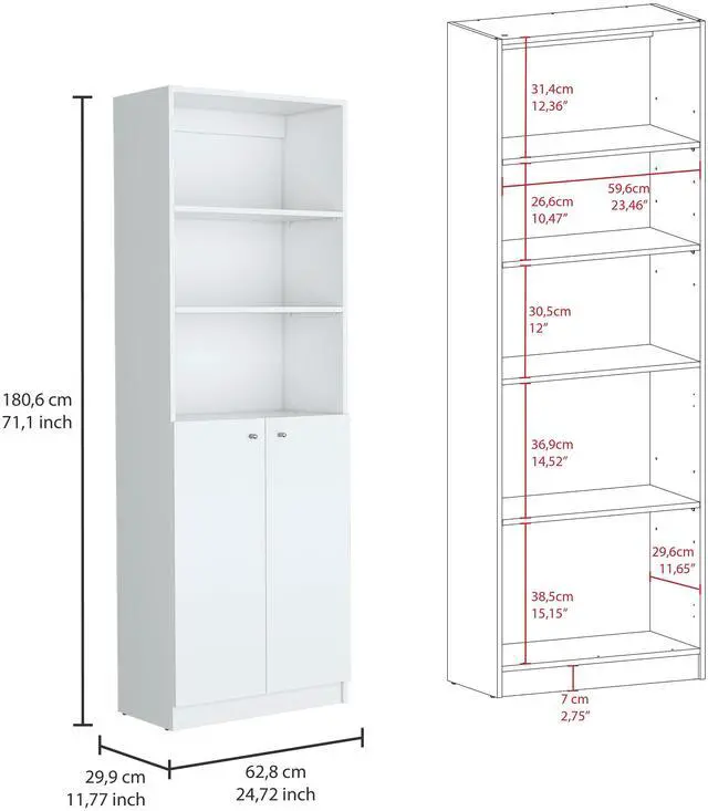 Alt view image 6 of 7 - Utah 3 Piece Living Room Set with 3 Bookcases, White