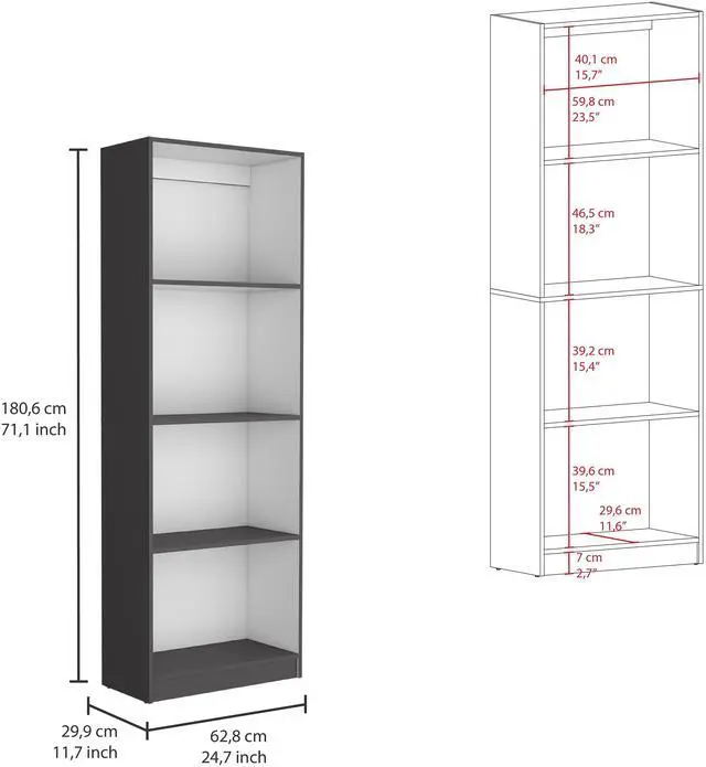 Alt view image 4 of 6 - 2 Piece Bookcase Living Room Set,  Storage Cabinet, 42" Wide and 9 Shelves Matt Gray / White