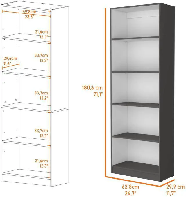 Alt view image 3 of 7 - Sutton 4 Shelves Bookcase with Modern Storage Shelves