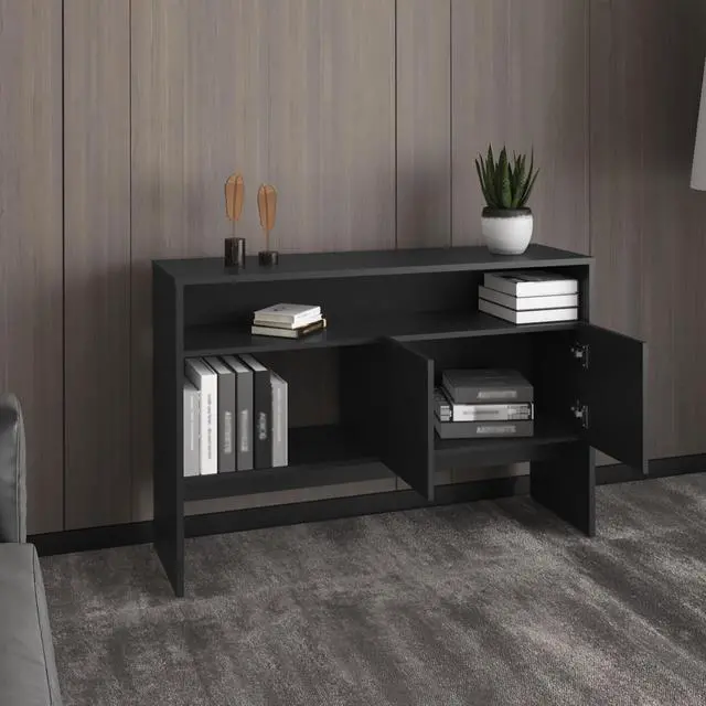 Alt view image 5 of 7 - Bellagio 48.7" Wide 2-Tier Narrow Bellagio Console Table with Double-Door Cabinet