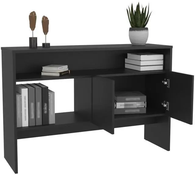 Alt view image 7 of 7 - Bellagio 48.7" Wide 2-Tier Narrow Bellagio Console Table with Double-Door Cabinet