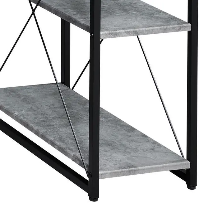 Alt view image 6 of 7 - Grey and Black Office Desk with Open Shelves and Hutch