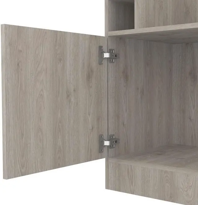 Alt view image 4 of 7 - Itzel Antique Oak & Sandy Gray Finish Bookshelf