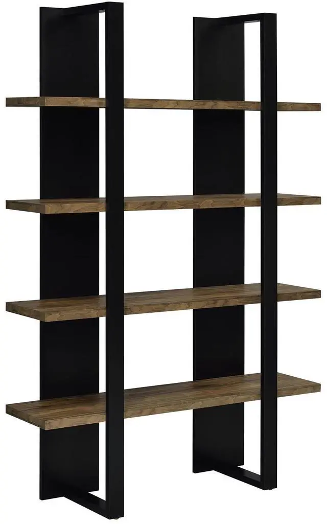 Alt view image 2 of 7 - Mystrene Black and Walnut 4-Shelf Bookcase