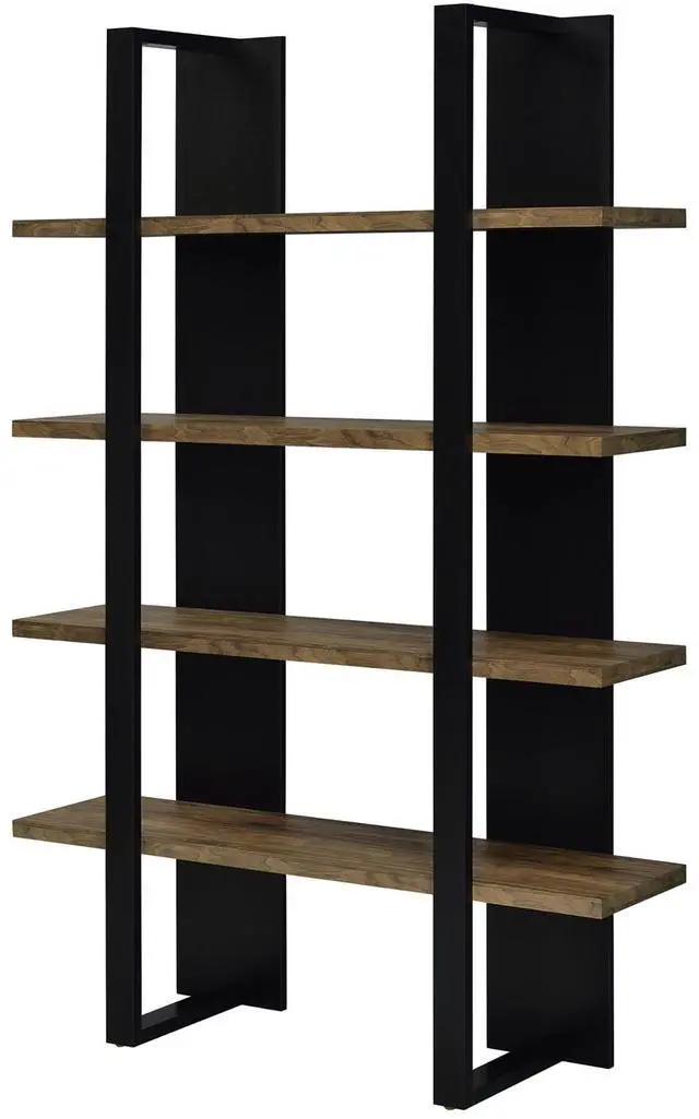 Alt view image 4 of 7 - Mystrene Black and Walnut 4-Shelf Bookcase