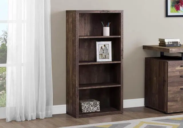 Alt view image 4 of 7 - Bookshelf, Bookcase, Etagere, 5 Tier, 48"h, Office, Bedroom, Brown Laminate, Contemporary, Modern