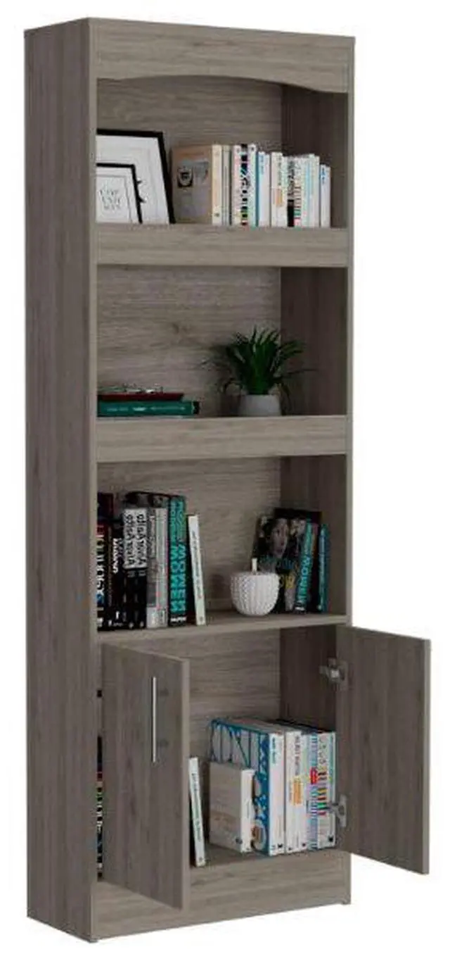 Alt view image 3 of 7 - Bookcase Denver,Metal Hardware, Light Gray Finish