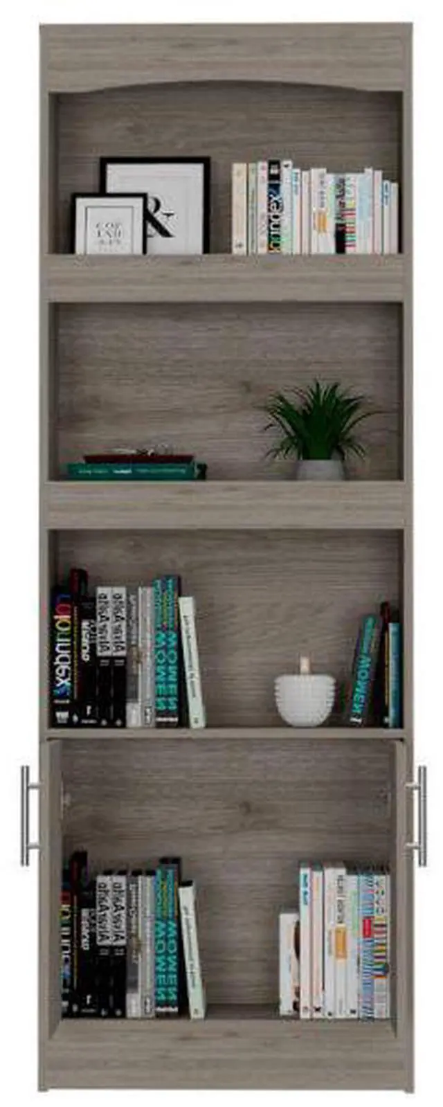 Alt view image 4 of 7 - Bookcase Denver,Metal Hardware, Light Gray Finish