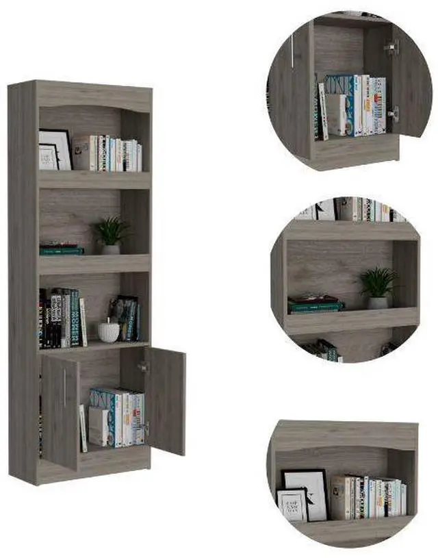 Alt view image 5 of 7 - Bookcase Denver,Metal Hardware, Light Gray Finish