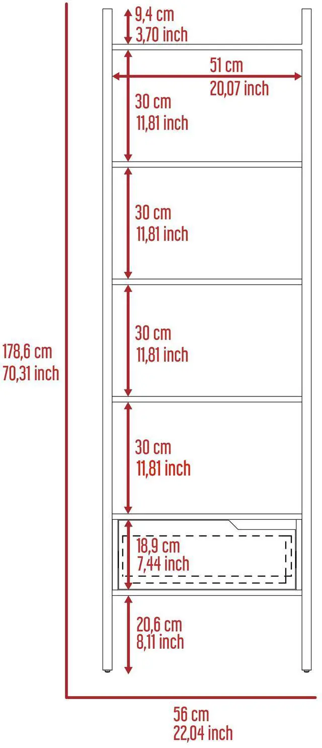 Alt view image 7 of 7 - New Haven 1-Drawer 4-Shelf Ladder  Bookcase Dark Walnut
