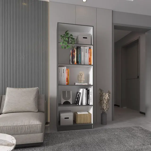 Main image of Matt Gray and White 5-Shelf Bookcase