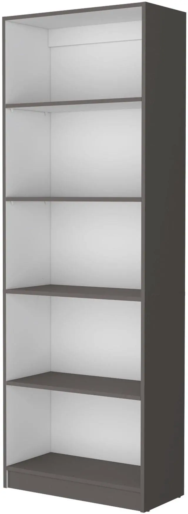 Alt view image 2 of 7 - Matt Gray and White 5-Shelf Bookcase