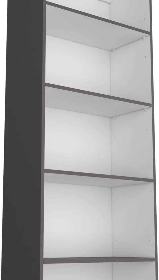 Alt view image 5 of 7 - Matt Gray and White 5-Shelf Bookcase