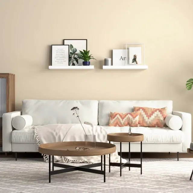 Alt view image 3 of 6 - Floating Shelves Wall Mounted Set of 2, Modern White Shelves for Room