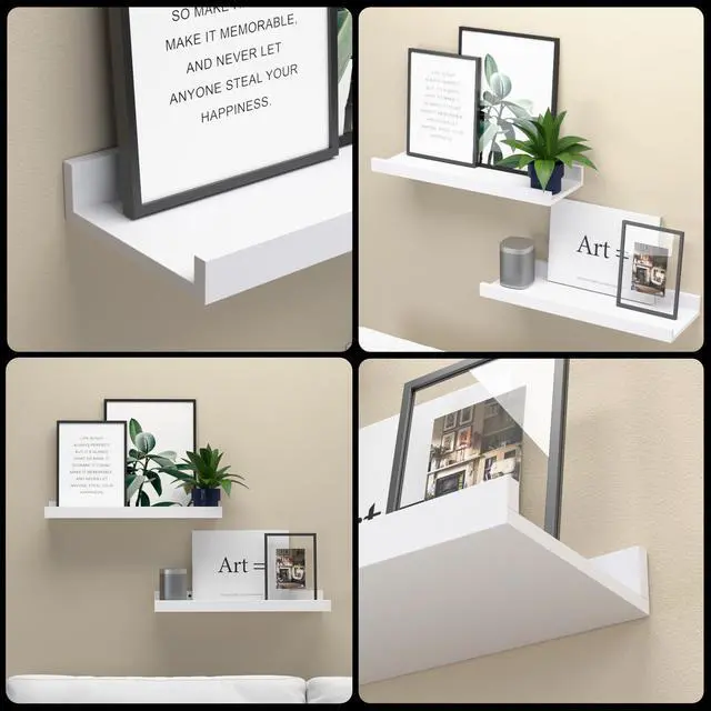 Alt view image 6 of 6 - Floating Shelves Wall Mounted Set of 2, Modern White Shelves for Room