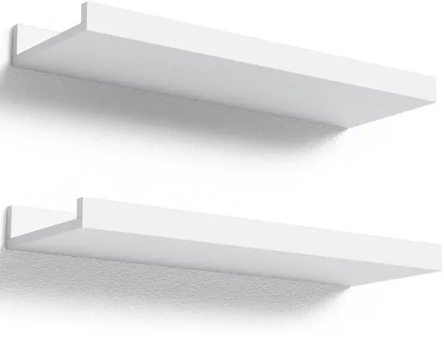 Main image of Floating Shelves Wall Mounted Set of 2, Modern White Shelves for Room