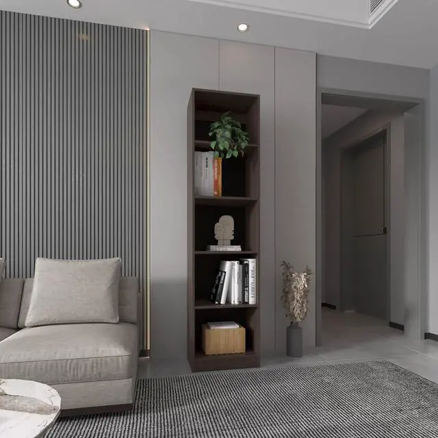 Main image of Home Slim 5 Shelves Narrow Bookcase With Open Shelves, Stained Walnut