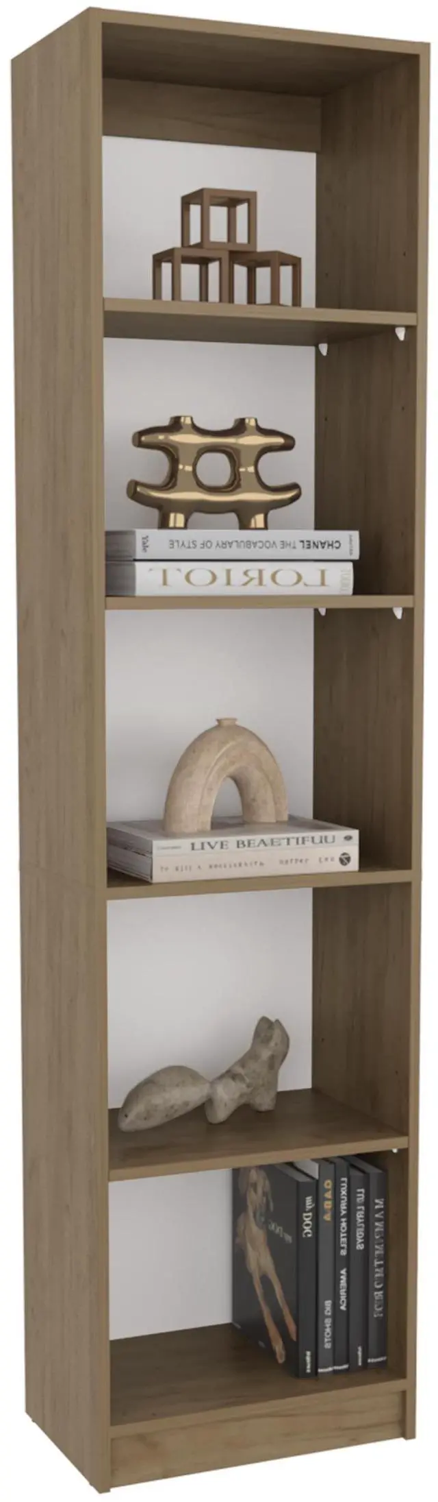 Alt view image 3 of 7 - Home Slim Design Bookcase With 5-Tier Shelves, Vertical Freestanding Display Storage, Natural Oak