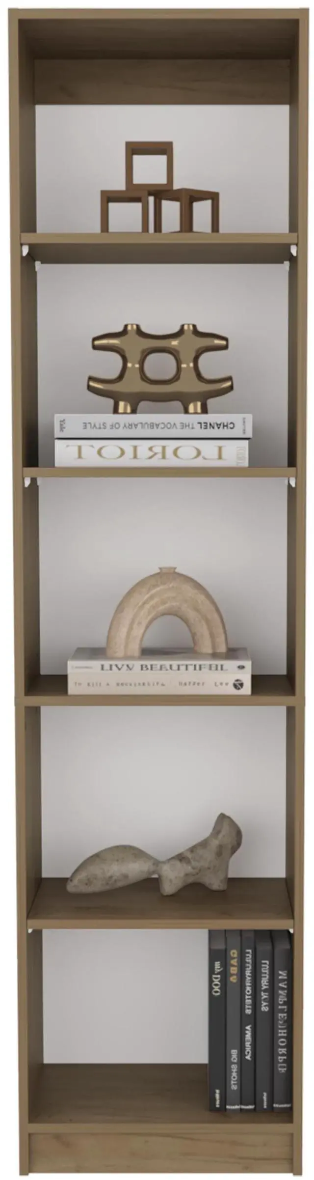 Alt view image 6 of 7 - Home Slim Design Bookcase With 5-Tier Shelves, Vertical Freestanding Display Storage, Natural Oak