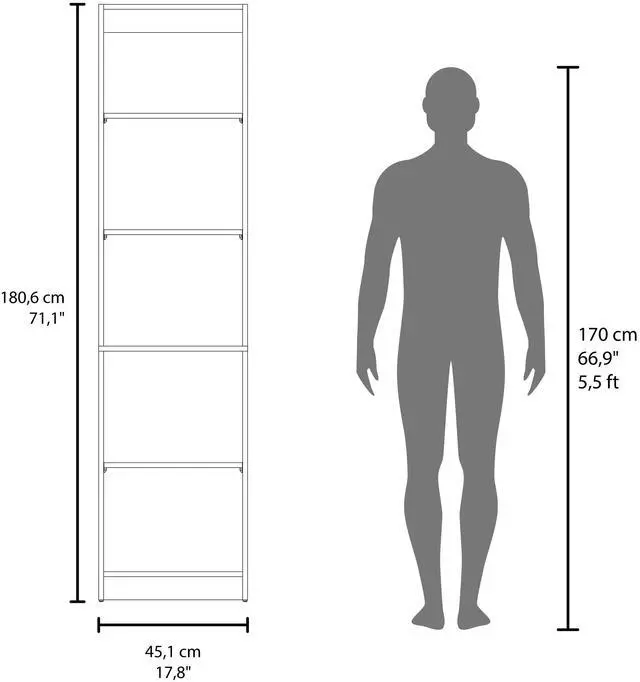 Alt view image 7 of 7 - Home Slim Design Bookcase With 5-Tier Shelves, Vertical Freestanding Display Storage, Natural Oak