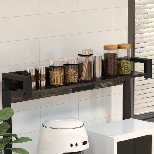 Alt view image 5 of 7 - HOMCOM Baker's Rack with Power Outlet and LED Lights, Bakers Racks for Kitchens with Storage, Industrial Microwave Stand with Glass Holders, Metal Basket, Multiple Shelves, Gray