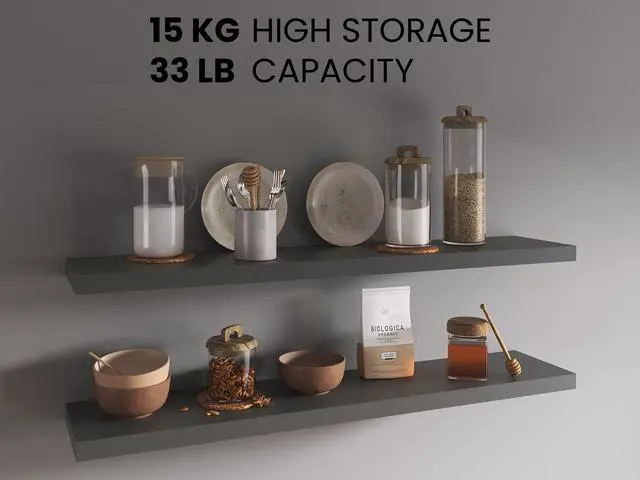 Alt view image 7 of 7 - Ecco 47" Wide Floating Shelves Set of 2, Shelves for Wall Decor for Bedroom, Bathroom Storage Shelves, Book Shelves for Living Room Matt Gray