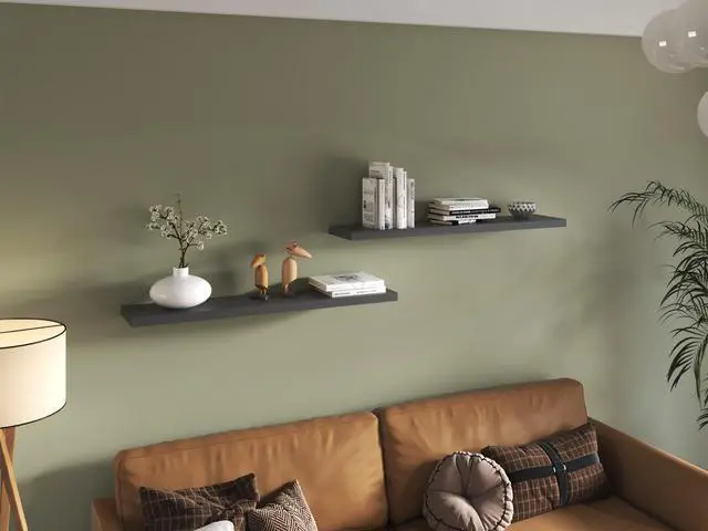 Alt view image 5 of 7 - Ecco 47" Wide Floating Shelves Set of 2, Shelves for Wall Decor for Bedroom, Bathroom Storage Shelves, Book Shelves for Living Room Matt Gray