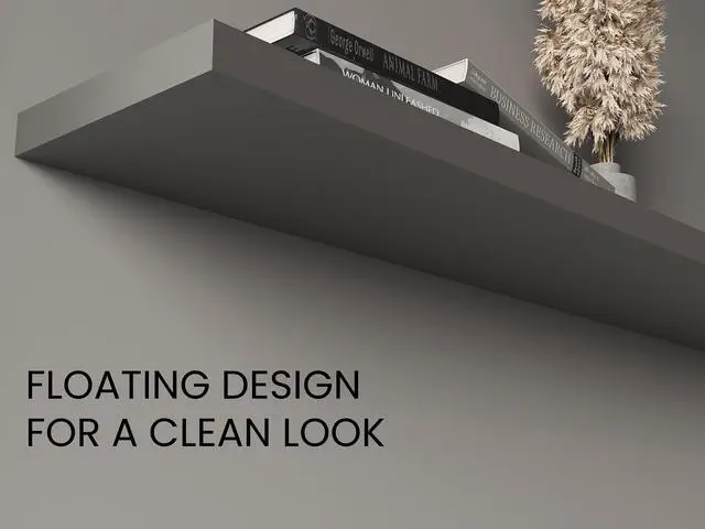 Alt view image 6 of 7 - Ecco 47" Wide Floating Shelves Set of 2, Shelves for Wall Decor for Bedroom, Bathroom Storage Shelves, Book Shelves for Living Room Matt Gray