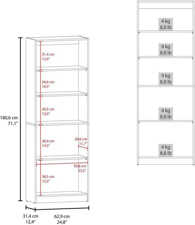 Alt view image 4 of 7 - Home 2-Door Bookcase, Modern Storage Unit With Dual Doors And Multi-Tier Shelves, Natural Oak