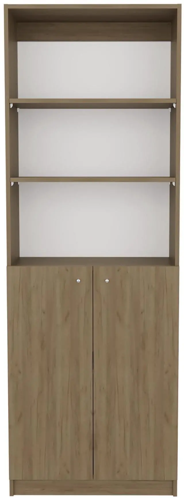 Alt view image 5 of 7 - Home 2-Door Bookcase, Modern Storage Unit With Dual Doors And Multi-Tier Shelves, Natural Oak