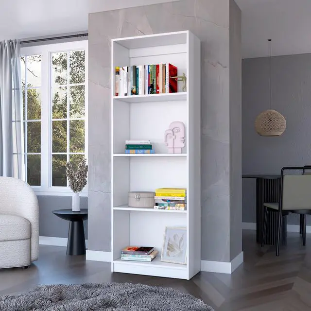 Alt view image 7 of 7 - White Tier Storage Shelves Bookcase