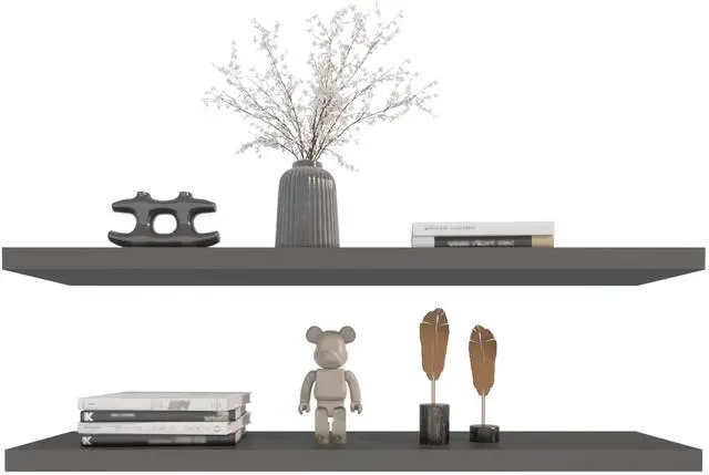 Alt view image 2 of 7 - Floating Shelves 1.50" H, with 2 Shelf, Matt Gray