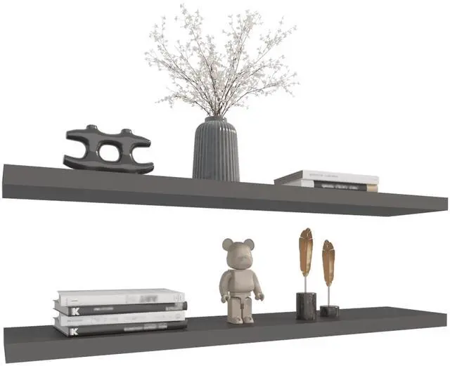 Alt view image 3 of 7 - Floating Shelves 1.50" H, with 2 Shelf, Matt Gray