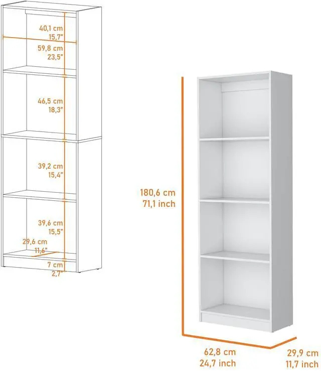 Alt view image 3 of 7 - Sutton Bookcase with Tier Storage Shelves