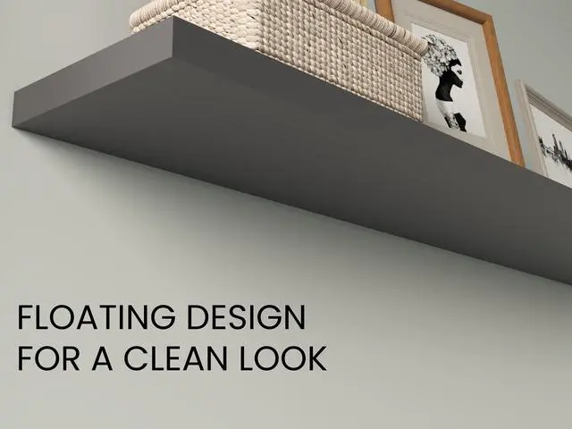 Alt view image 6 of 7 - Floating Shelves 1.50" H, with 2 Shelf, Matt Gray