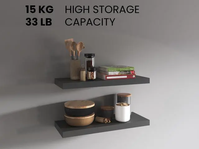 Alt view image 4 of 7 - Floating Shelves 1.50" H, 2 Shelves, Matt Gray