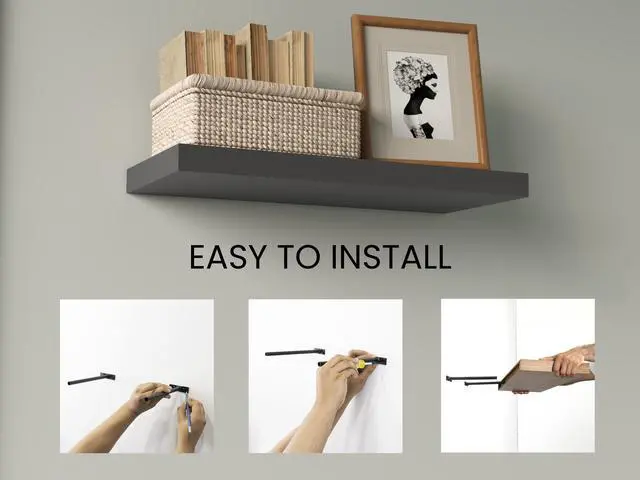 Alt view image 2 of 7 - Floating Shelves 1.50" H, 2 Shelves, Matt Gray