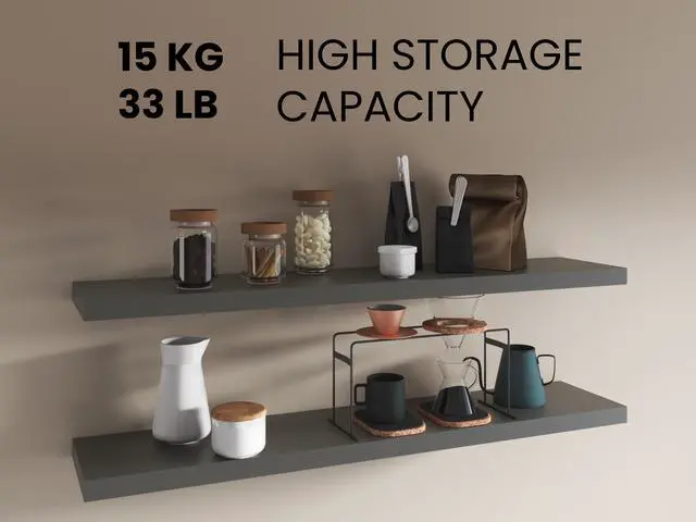 Alt view image 4 of 7 - Floating Shelves 1.50" H, with 2 Shelf, Matt Gray