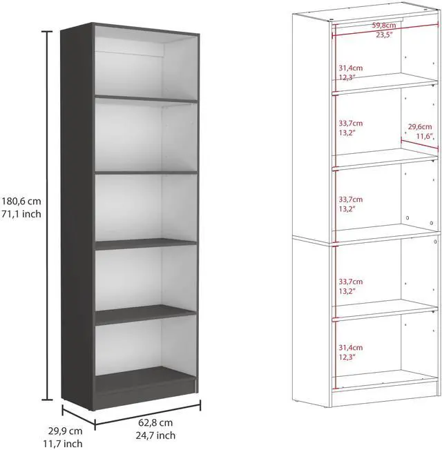 Alt view image 4 of 6 - 2 Piece Bookcase Living Room Set,  Storage Cabinet, 49" Wide and 9 Shelves Matt Gray / White