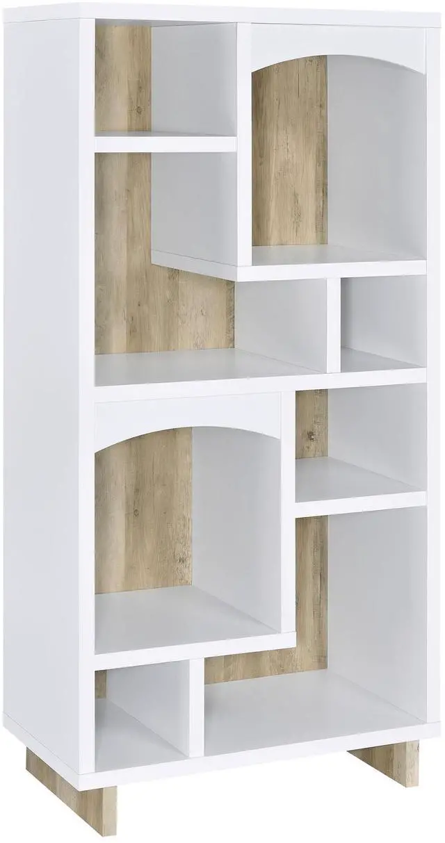 Alt view image 2 of 7 - Geilys White and Distressed Pine 65-inch 8-shelf Bookcase