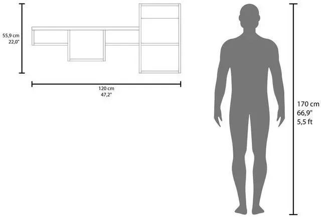 Alt view image 2 of 7 - Wall Shelf Kiowa, Office, Black