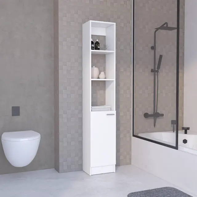 Main image of Linen Cabinet, 1 Door, 6 Shelves, White