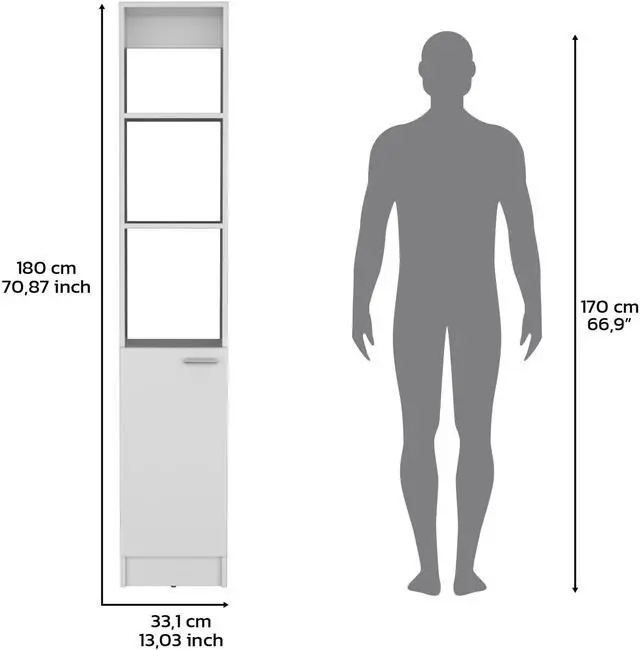 Alt view image 5 of 7 - Linen Cabinet, 1 Door, 6 Shelves, White