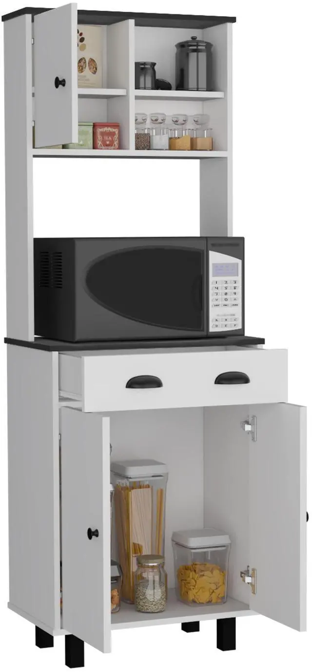 Alt view image 7 of 7 - Salem Kitchen Pantry with 2 Cabinets, 2 Open Shelves, and Drawer