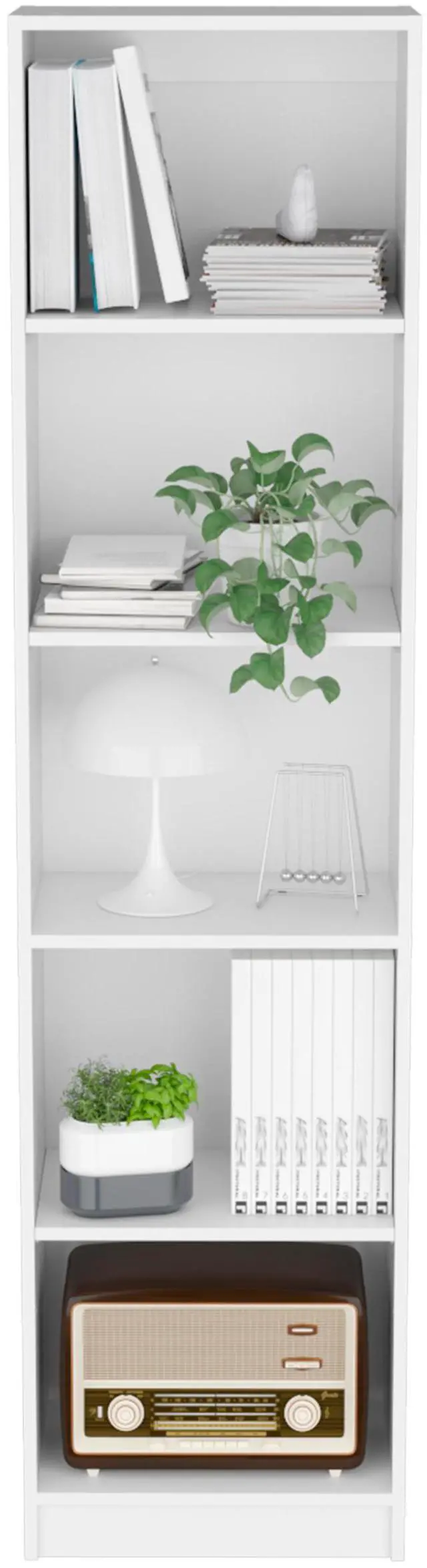 Alt view image 4 of 7 - Vinton XS Bookcase Compact Bookshelf with Multiple Shelves, White