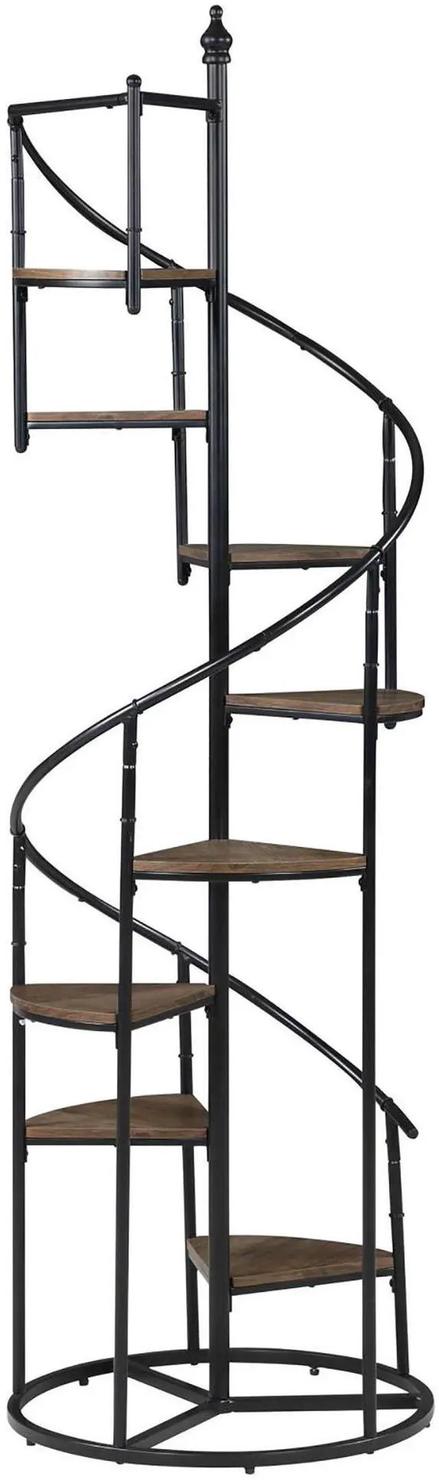 Alt view image 3 of 7 - Rustic Brown and Black 8-Shelf Staircase Bookcase