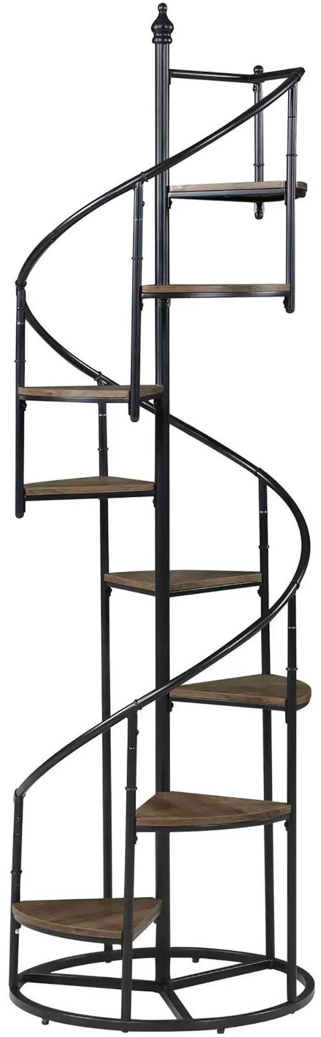 Alt view image 4 of 7 - Rustic Brown and Black 8-Shelf Staircase Bookcase
